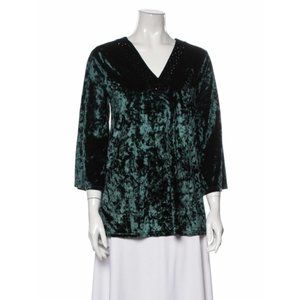 MICHAEL KORS V-Neck Three-Quarter Sleeve Blouse